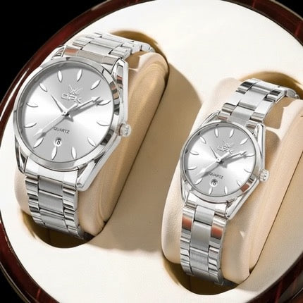 Montres élégantes pour couple en acier inoxydable